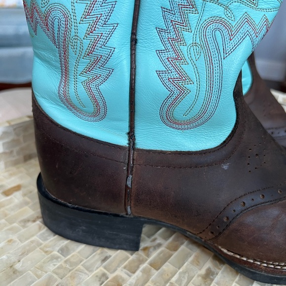 Justin L4853 AQHA Ladies Western Boot in Turquoise/Brown size 8 - Picture 11 of 14